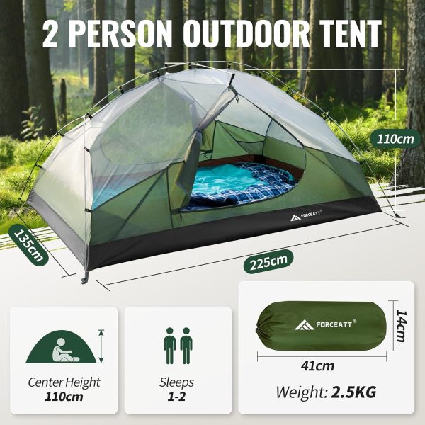 Forceatt Zelt 2-3 Personen Camping Zelt. 2 Doors Wasserdicht & Winddicht 3-4 Saison Ultraleichte Rucksack Zelt f??r Trekking. Camping. Outdoor. – Bild 3