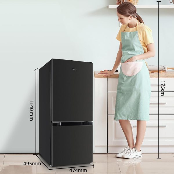 CHIQ Freistehender K??hlschrank mit Gefrierfach | K??hl-Gefrierkombination 114 cm H?he. 47 cm Breit. 117L| 4 Sterne Gefrieren -24?? | LED Litcht | Dunkler Edelstahl Look. for Eigentumswohnungen – Bild 2