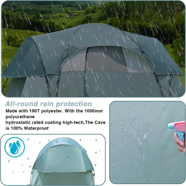 Zelte 4/6/8 Person. Einfacher Aufbau Wasserdichtes Campingzelt mit Regenschutz. Tragbares Doppellagiges Gro?es Familienzelt f??r Camping Hinterhof Outdoor &Wandern – Bild 4