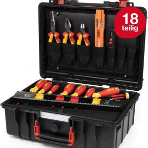 Wiha Lehrlingskoffer für Elektroinstallation 18-teilig VDE I Elektriker Werkzeugkoffer gefüllt I Werkzeug Set für Profi & Azubi I Elektriker Werkzeug