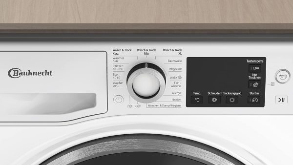 Bauknecht WATK Sense 96 41 N Waschtrockner/ 9/6 kg Waschen/Trocknen/Active Care Wash & Dry Technologie/Flecken 20?? / Dampf-Programm/Wolle-Programm/Nachlegefunktion/PRO-Inverter Motor. Wei? – Bild 5