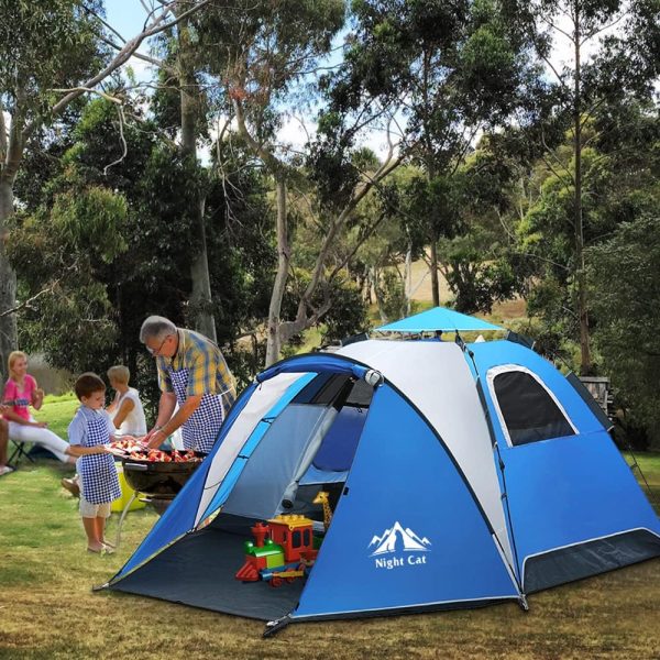 Night Cat Pop Up Zelt 3 4 Personen??Wasserdicht Wurfzelt Atmungsaktiv Einfache Einstellung f??r Camping Wandern – Bild 6