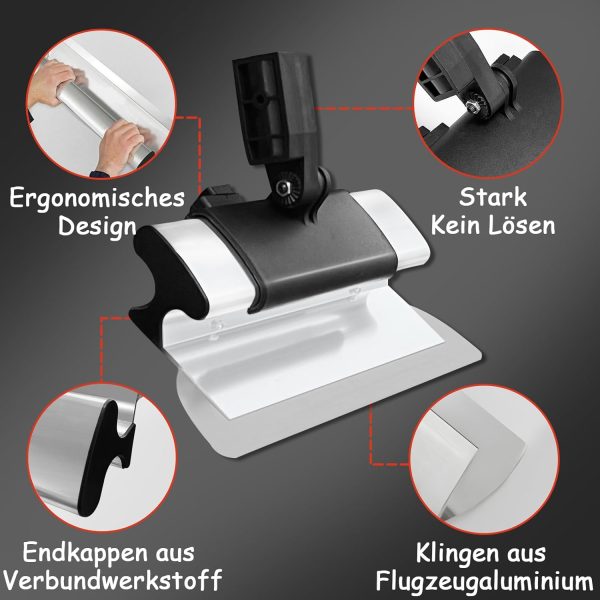 Flächenspachtel Set Profi. 8 Arten Spachtel Set Werkzeug. Spachtel Werkzeugkasten und 1-2.1 m Lange Teleskopstange. 250/400/600 mm Rechtwinklige/Gebogene Winkelklingen. Multifunktionsspachtel – Bild 2