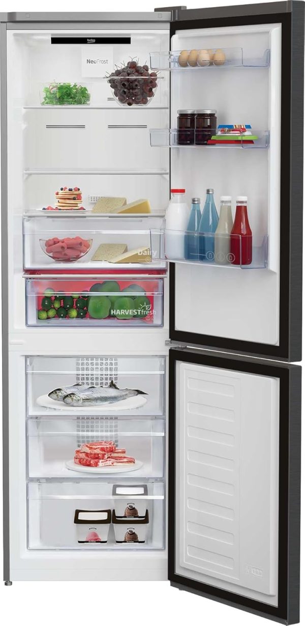 Beko RCNE366E70ZXBRN bPRO700 freistehende K??hl-/Gefrierkombination. gro?er K??hlschrank. 323 l Gesamtrauminhalt. HarvestFresh. NoFrost. leise. SmoothFit. 0??C-Zone. Dark Inox – Bild 7