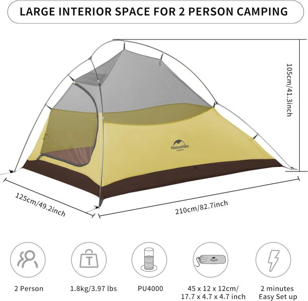 Naturehike Cloud up 2 Upgrade Ultraleichte Zelte Doppelten 2 Personen Zelt 3-4 Saison f??r Camping Wandern – Bild 2