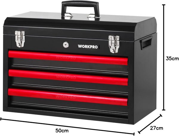 WORKPRO Werkzeugkoffer groß. 408tlg. Werkzeugsatz mit 3 Metall Schubladen. Heavy Duty Werkzeugschrank für Mechaniker. Werkstatt. Garage. Wekrzeug Set für Profis – Bild 10