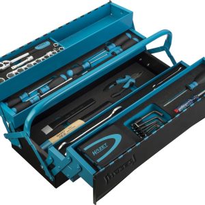 HAZET Metall-Werkzeugkoffer 190/79 I 79-teilig. gefüllt mit Hammer. Umschaltknarre. Zange und Vorhängeschloss I mobiler Montagekoffer mit Profi-Sortiment