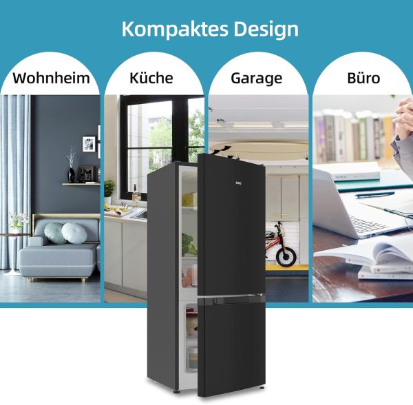CHIQ Freistehender K??hlschrank mit Gefrierfach | K??hl-Gefrierkombination 114 cm H?he. 47 cm Breit. 117L| 4 Sterne Gefrieren -24?? | LED Litcht | Dunkler Edelstahl Look. for Eigentumswohnungen – Bild 8