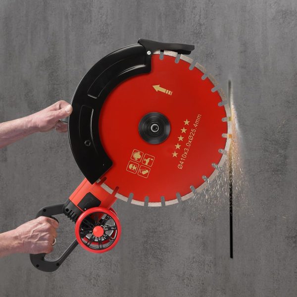 4000W Elektrisch Betonsäge Betonsägenschneider Gipsschneider. Nass-/Trocken Steinschneidemaschine Schnitttiefe 165 mm mit 410 mm Scheibensägeblatt Zum Trennen von Stein. Beton. Granit – Bild 2