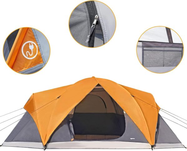 Amazon Basics Kuppelzelt f??r Camping mit Regenschutz und Tragetasche. wasserdichtes 3-Jahreszeiten-Zelt. einfach aufzubauen. 6 Personen – Bild 2