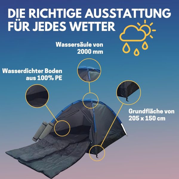 Best Sporting 2 Personen Zelt Set Festival mit 2 Isomatten und 2 Schlafs?cken I Iglu Campingzelt f??r 2 Personen 200 x 150 x 105 cm I 2 Mann Zelt wasserdicht f??r Camping Abenteuer I Zelte – Bild 4