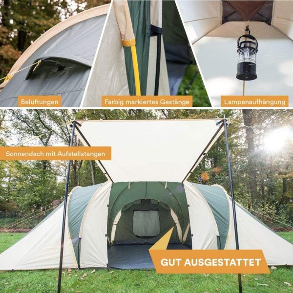 Skandika Kuppelzelt Daytona 6 Personen | Familienzelt mit 3 Schlafkabinen. 3000 mm Wassers?ule. 195 cm Stehh?he. Moskitonetze. Sonnensegel | Campingzelt f??r Familie und Freunde – Bild 5
