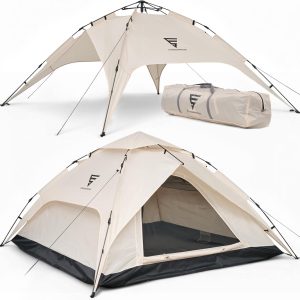 XXL Quicktent ?C 245x245x145 cm ?C Wasserdicht (5000mm Wassers?ule). Windstabil & Blitzschnell Aufgebaut ?C Campingzelt f??r 2-4 Personen mit Extra Stauraum & Top-Bel??ftung. Pop Up Zelt