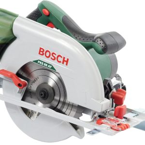 Bosch Kreissäge PKS 66 AF (Präzises Sägen in Holz. 1600 Watt; max. Schnitttiefe 66 mm; 3 tlg. Führungsschienenset)