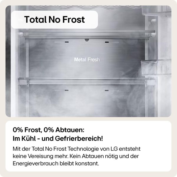LG GBP62PZNBC. Klasse B. 384 L. K??hl-/ Gefrierkombination. Frische Features. K??hlschrank mit Gefrierfach und Innendisplay. DoorCooling+. LINEARCooling. 59.5 x 203 x 67.5 cm ? Platinum Silver – Bild 4