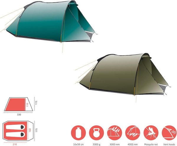 GRAND CANYON Robson 2. Tunnelzelt f??r 2 Personen. wasserdicht. viel Platz und Stauraum. Gute Bel??ftung. Zelt f??r Trekking. Camping. Outdoor – Bild 2