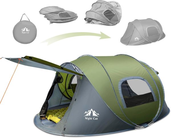 Night Cat Pop Up Zelt 2 4 Personen Wasserdicht Wurfzelt Atmungsaktiv Einfache Einstellung f??r Camping Wandern