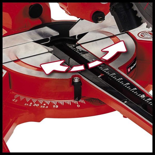 Einhell Zug-Kapp-Gehrungssäge TC-SM 2131/2 Dual (1800 W. max. 62 mm x 310 mm Schnitttiefe/-breite. Ø 210 mm Sägeblatt. beidseitig neigbarer Sägekopf. Zugfunktion. Laser) – Bild 4