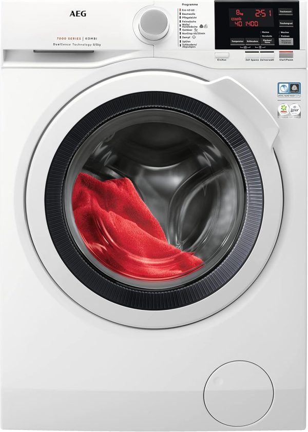 AEG L7WBA60680 Waschtrockner / DualSense - schonende Pflege / 8 kg Waschen / 5 kg Trocknen / D / energiesparend / Mengenautomatik / Nachlegefunktion / ProSteam - Auffrischfunktion / 1600 U/min Wei?