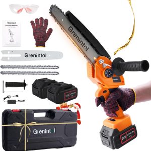 Mini Kettensäge Mit Akku 6000mah 8 Zoll. 1000w Motor.Kettensäge Elektro Mit Automatischer Öler Und 2 Akku 3000mah.2 Ketten. Handkettensäge Akku Für Gartenscheren Astschere Holzschneidenz.