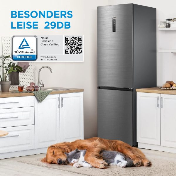Midea MDRB521MGA46O K??hl-/Gefrierkombination/NoFrost/Besonders leise 29dB/Inverter Kompressor/Niedrigtemperaturzone/180?? Verstellbare Gefrierfach-Schublade/201 cm hoch/256 L K??hlteil/122 L Gefrierteil – Bild 3