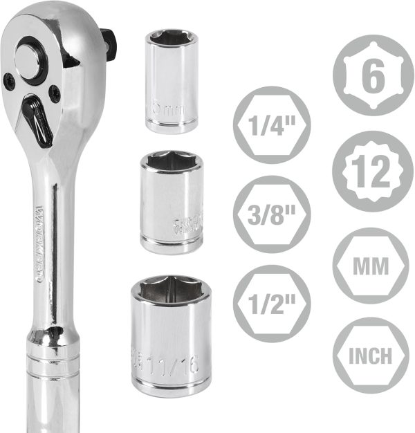 WORKPRO Werkzeugkoffer groß. 408tlg. Werkzeugsatz mit 3 Metall Schubladen. Heavy Duty Werkzeugschrank für Mechaniker. Werkstatt. Garage. Wekrzeug Set für Profis – Bild 8