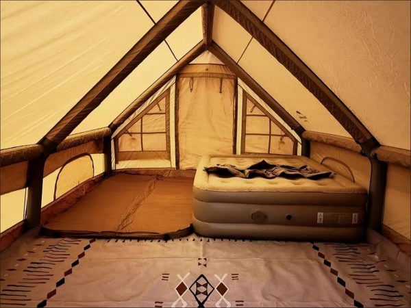 Aufblasbare Zelte Camping Wasserdicht Glampingzelt Familienzelt Stehh?he Luxuszelt mit Pumpe f??r 2-6 Personen – Bild 7