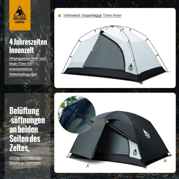 OneTigris Stella Rucksack Zelt - Freistehend leicht 3000 mm wasserdicht 4 Jahreszeiten Camping Zelt f??r Outdoor Wandern Bergsteigen – Bild 5