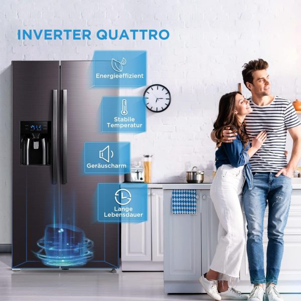 Midea KS-DDX 6.32 WT Side-by-Side K??hl-/Gefrierkombination/ 178.8 cm H?he/ 254 kWh/Jahr/No Frost/Dual Inverter Compressor/mit 3in1 Wasser-/Eisspender und Wassertank. Dark Inox – Bild 4