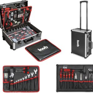 kwb Werkzeugkoffer mit Trolley-Funktion. 175-teilig. gefüllt. Werkzeug im stabilem Aluminiumkoffer. Werkzeugset groß. für Heimwerker. DIYer und Handwerks-Meister. abschließbar inkl. 2 Schlüsseln