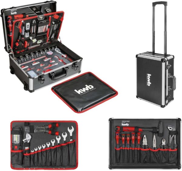 kwb Werkzeugkoffer mit Trolley-Funktion. 175-teilig. gefüllt. Werkzeug im stabilem Aluminiumkoffer. Werkzeugset groß. für Heimwerker. DIYer und Handwerks-Meister. abschließbar inkl. 2 Schlüsseln
