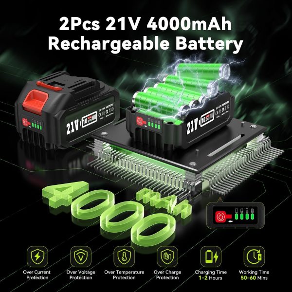 Akku-Hochentaster 8000 mAh & 8 Zoll Mini-Kettensäge mit Akku 2-in-1. Astsäge mit 2.8 m Teleskopstange. werkzeuglose Kettenspannung. 180° schwenkbarer Motorkopf. Akku-Säge für Hobbygärtner – Bild 5