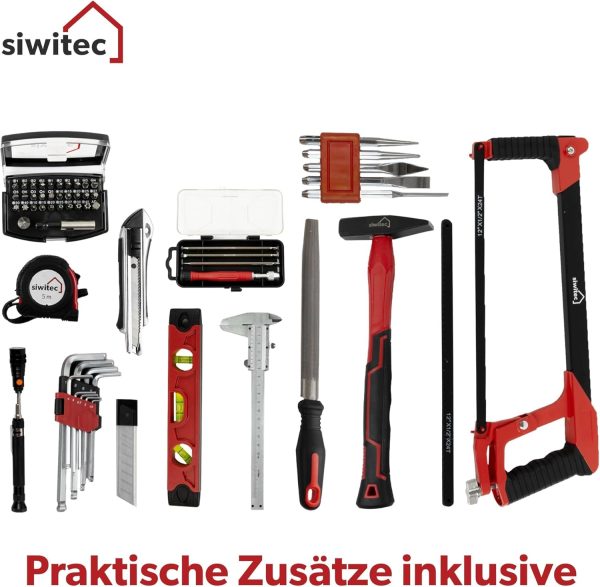 Werkzeugkoffer 140-teilig | Werkzeug Set CRV | Werkzeugkasten gefüllt mit Zangen. Schraubendrehern. Schlüsselsatz uvm | Profi Werkzeugkoffer – Bild 6