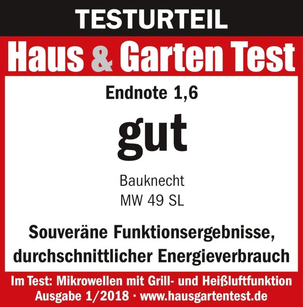 Bauknecht MW 49 SL Freistehender Mikrowellen Backofen/ Mikrowelle 800 Watt/ Quarz-Grill 900 Watt/ Hei?luft 1700 Watt/ Dampfgarfunktion inkl. Dampfgarbeh?lter – Bild 10