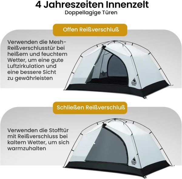 OneTigris Stella Rucksack Zelt - Freistehend leicht 3000 mm wasserdicht 4 Jahreszeiten Camping Zelt f??r Outdoor Wandern Bergsteigen – Bild 6