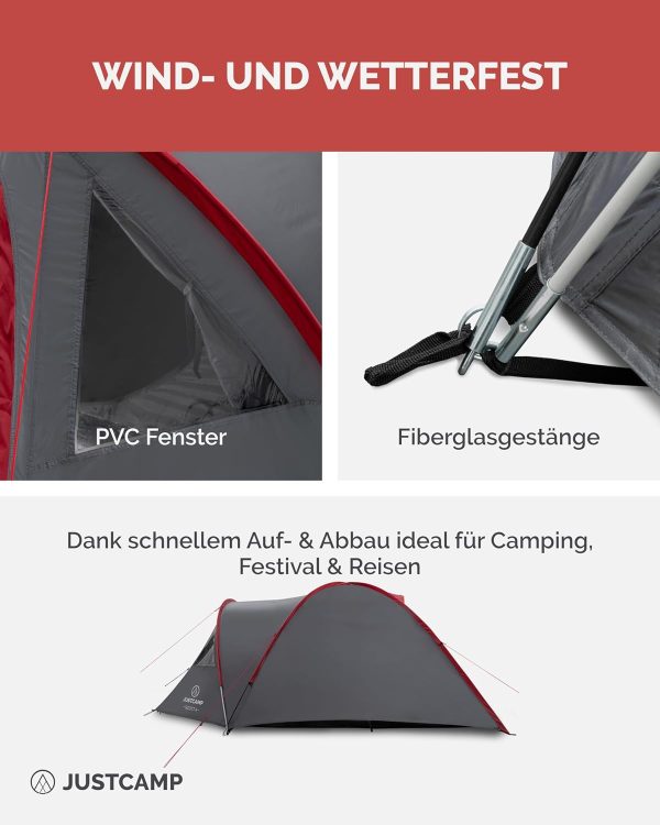 Scott Campingzelt f??r 4 Personen. leicht. stabil. wasserdicht - Kuppelzelt (doppelwandig) mit verschlie?barem Vorraum - Iglu-Zelt mit L??ftungshutzen und Moskitonetz an der Schlafkabine – Bild 3