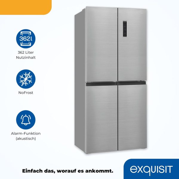Exquisit Multidoor MD365-125-040D inoxlook | 362 l Volumen | Multi Door K??hlschrank NoFrost | Cross Door K??hl-Gefrierkombination | Frischefach | Alarm | LED-Display?? – Bild 3