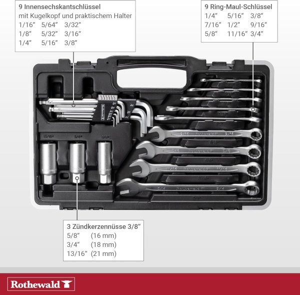 Zoll-Werkzeugsatz. 92 Teile. Herausnehmbare Bithalter Für Zoll-Bits. Feinverzahnte Ratschen. Erleichtert Kontrolliertes Schrauben. Chrom-Vanadium-Stahl – Bild 3