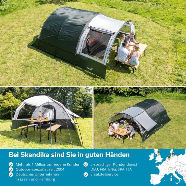 Skandika Tunnelzelt Indal 5 | Camping Zelt f??r 5 Personen. Panoramadach. mit Vordach. mit eingen?htem Zeltboden. 3000 mm Wassers?ule. Moskitonetz | Familienzelt. Campingzelt. Outdoor – Bild 7