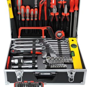 FAMEX 755-58 Alu Werkzeugkoffer Gefüllt 164-tlg. - Werkzeugkasten bestückt mit Werkzeug Set