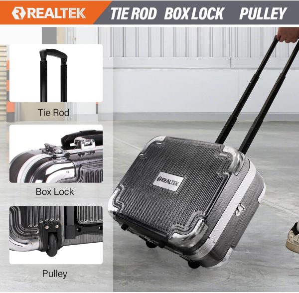 Werkzeugkoffer 123 tlg Werkzeug Set mit Trolley-Funktion. Werkzeugkasten mit Ratsche Schraubenschlüssel Hammer und anderes. Chrom-Vanadium Stahl. Werkzeug im stabilem Aluminiumkoffer – Bild 7