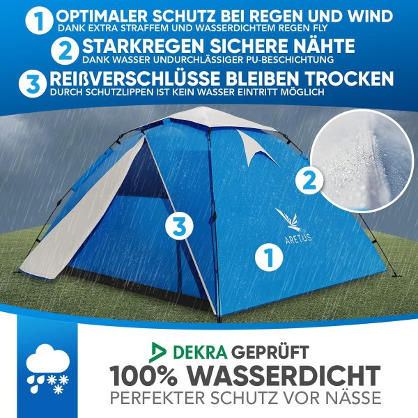 Wurfzelt 2-4 Personen AUF-ABBAU IN 45 Sekunden -Extra Gro? & Wasserdicht- Pop up Zelt 3 Person automatik Wurfzelt 3 Personen Mann zelte – Bild 3