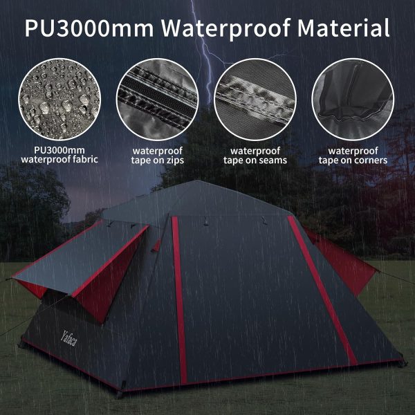 Camping Zelt. 3 Personen Pop Up Zelt Gro?e Wasserdicht Automatisches Wurfzelt mit 2 Regendichten Fenstern. 2 Schichten Kuppelzelt mit Abnehmbare Au?enschicht. Zelt f??r Camping Familien – Bild 2