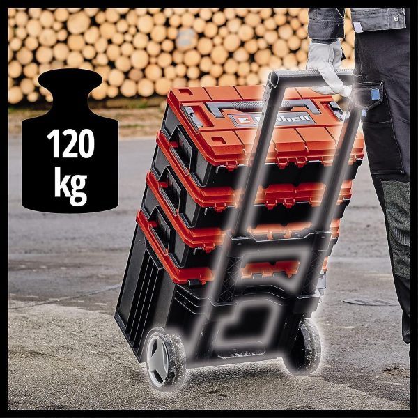 Original Einhell E-Case Tower Systemkoffer-Set (max. 120 kg. bestehend aus 3 Koffern inkl. Zubehör. Aufbewahrung & Transport von Zubehör und Werkzeug. stapelbar. verknüpfbar) – Bild 7
