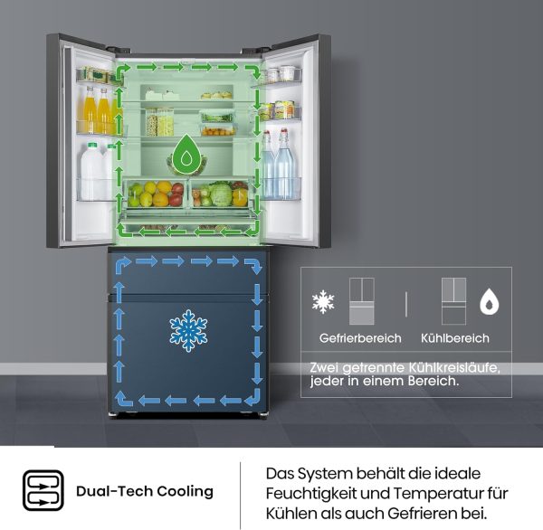 Hisense RF540N4SBF2 French Door K??hl-Gefrierkombination/ NoFrostPlus/ Inverter-Kompressor/ Multiflow 360??/ SuperCool/ 181.7 cm/ K??hlteil 302 l/ Gefrierteil 178 l/ 40 dB/ 310 kWh/ Jahr/ Schwarz – Bild 5