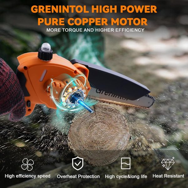 Mini Kettensäge Mit Akku 6000mah 8 Zoll. 1000w Motor.Kettensäge Elektro Mit Automatischer Öler Und 2 Akku 3000mah.2 Ketten. Handkettensäge Akku Für Gartenscheren Astschere Holzschneidenz. – Bild 3