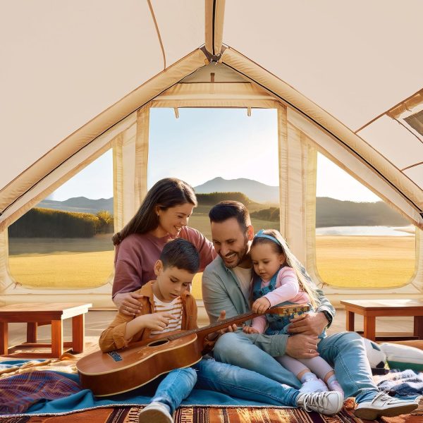 Aufblasbares Zelt f??r Camping Outdoor Zelt f??r 2-4 Personen mit Luftpumpe. Kamin?ffnung Aufblasbares Gampingzelt aus Wasserdichtem Oxford-Stoff Air Glamping Zelte f??r 4 Jahreszeiten Camping – Bild 2