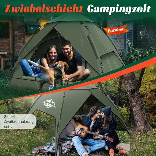 Camping Zelt. Automatisches 2-3 Personen Doppellagiges Camping Zelt Pop Up. Wasserdicht & Winddicht Campingzelt DREI Schicht Kuppelzelt. Gro?e 3 Jahreszeiten Zelt f??r Trekking. Familien – Bild 6