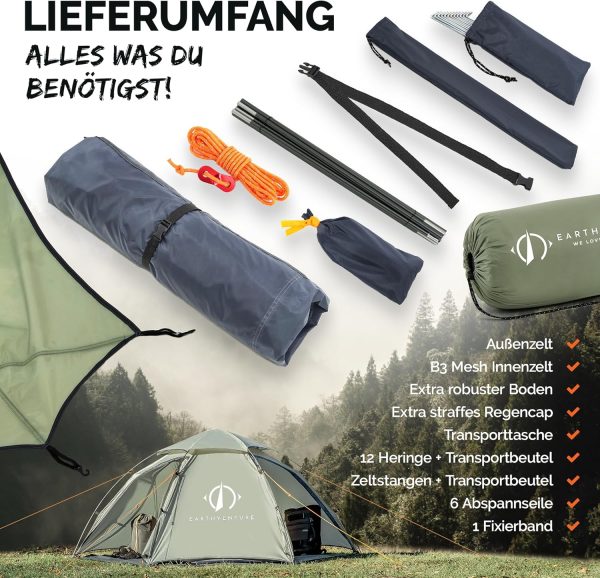 Camping Zelt 2 Personen wasserdicht - Schneller & Leichter Aufbau - Ultraleichtes Zelt kleines Packma? - Zelt f??r 2 Personen - Zelt Camping Trekking Zelt Outdoor Festival & Motorrad – Bild 5