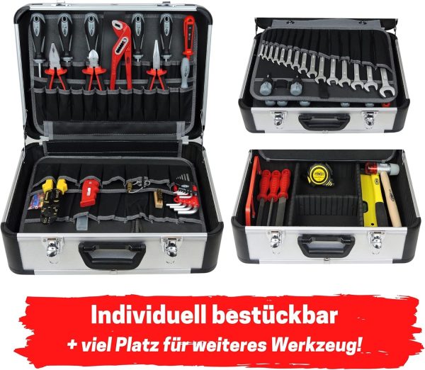 FAMEX 423-47 Werkzeugkoffer gefüllt mit Werkzeug Set - ERWEITERBAR - Werkzeugkasten bestückt - Viel Platz für weiteres Werkzeug – Bild 2